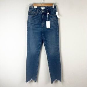 NEW Good American Good Legs High Rise Raw Hem Cigarette Jeans‎ Size 0 / 25